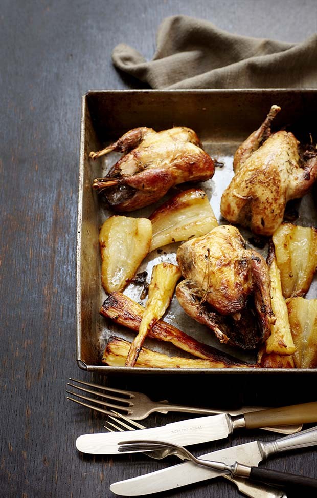 Roast partridge with pears and parsnips Parsnip recipes